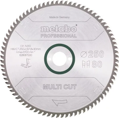 Image de Metabo Lame de scie "multi cut - professional", 250x2,8/1,8x30, Z80 WZ, 10