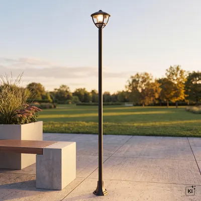 Produktbild von Wegeleuchte Aluminium E27 IP44 200 cm hoch Schwarz Modern, KI-generiertes Bild