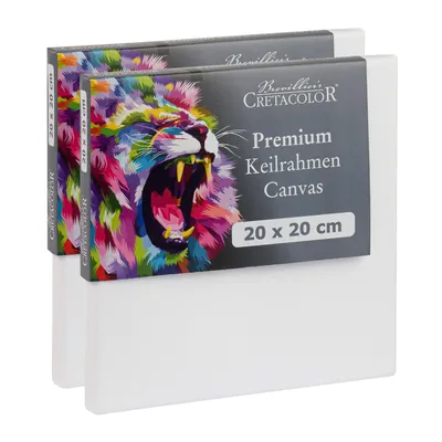 Image de Châssis Cretacolor 20 x 20 cm - Lot de 2 - Kit de toiles - Toiles de peinture haut de gamme sur châssis en bois - Toile en coton pour l'acrylique, l'huile et les techniques mixtes
