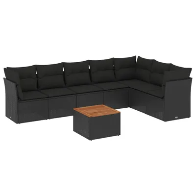 Produktbild von vidaXL 8-tlg. Garten-Sofagarnitur mit Kissen Schwarz Poly Rattan