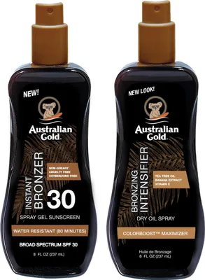 Productafbeelding van Australian Gold spraygel SPF30 + Dry Oil Spray bruiningsversneller Bruiningsset