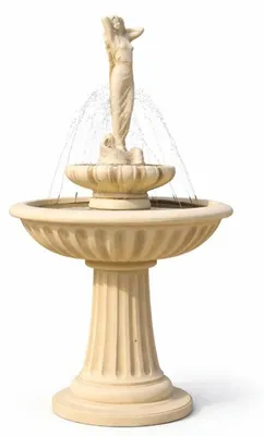 Produktbild von Casa Padrino Jugendstil Springbrunnen Dame Sandfarben Ø 92 x H. 172 cm - Garten Deko
