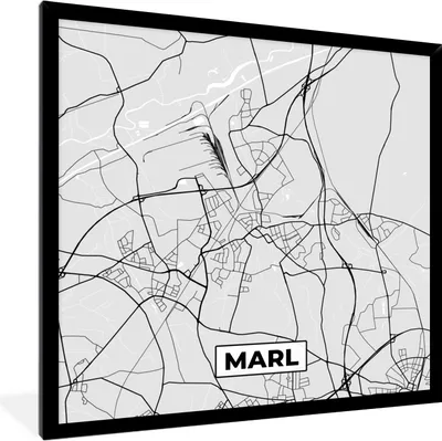 Produktbild von MuchoWow® Gerahmtes Poster Marl - Karte - Stadtplan - Deutschland - Karte 40x40 cm - Poster mit Schwarzem Bilderrahmen Wandposter Rahmen Foto Bilder - Mit Rahmen - Wanddekoration Schlafzimmer