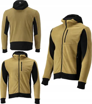 Produktbild von Fleece-Kapuzenpulli, Reißverschluss SARNA-Kapuzenpulli Größe XXXL khaki-Schwarz