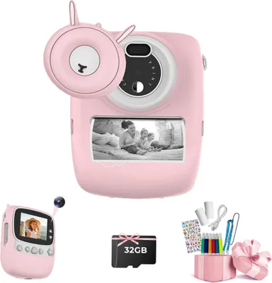Produktbild von Fine Life Pro Dětský fotoaparát, 30MP Instant WiFi 1080P Selfie digitální fotoaparát 2,4" s 32GB TF kartou, dárek pro chlapce dívky, růžový