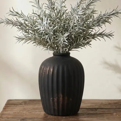 Image de Omgoods - Vase en céramique noire décoratif, idéal pour les pampas et les fleurs