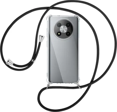 Produktbild von Handykette Backcover-Schutzhülle mit Band (Metall silberfarben) für ZTE Blade A73 5G (6.52'') - schwarz