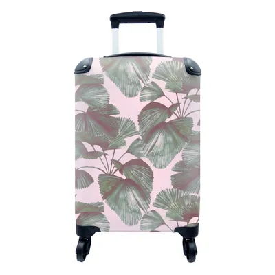 Produktbild von MuchoWow® Koffer Handgepäck Trolley Rollkoffer Kleine Reisekoffer mit 4 Rollen - Blätter - Vintage - Tropisch - Muster - Cabin Size < 55x40x23 cm & 55x40x20 cm - Fotokoffer - Kabinenkoffer - Boardgepäck - Reise-Box - Reisekoffer - Reisegepäck - Koffer mit Bild - Trolley für Kinder