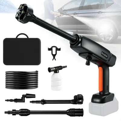 Produktbild von Akku Hochdruckreiniger, 180 Bar Tragbarer Hochdruckreiniger, 6-in-1 Multi-Sprühdüse 5M Schlauch für Auto, Terrasse, Garten Zaun Pool