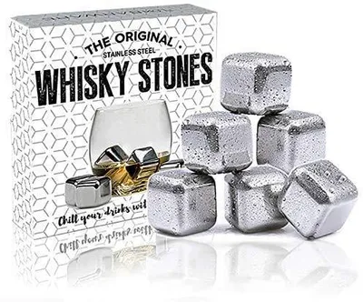 6 Edelstahl-Eiswürfel, Whisky-Steine, Kühlsteine, 2,7 cm, wiederverwendbar