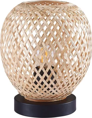 Immagine prodotto di Lampada da tavolo boho ZANZIBAR beige e nera 1xE27x20W in bambù, dimensioni: 24x18x18 cm, IP20, Polux