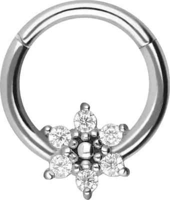 Produktbild von Ohrpiercing, Nasenpiercing, Septum Piercing Chirurgenstahl Segmentring Clicker KRISTALLBLUME