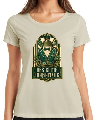 Obrázok produktu pre Dámske tričko s motívom Oktoberfestu, Bavorska, piva, "Wiesn", kožených nohavíc a tradičného bavorského odevu "Dirndl", prírodná farba, veľkosť S