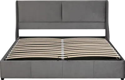Produktbild von Flieks Polsterbett 180x200cm Doppelbett mit Lattenrost und Stauraum, Hydraulisches Boxspringbett Funktionsbett Stauraumbett Samt ohne Matratze