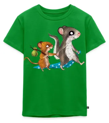 Produktbild von Spreadshirt Der Kleine Siebenschläfer Unterwegs Mit Maus Kinder Premium T-Shirt, 110/116 (4 Jahre), Grün