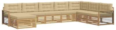 Produktbild von vidaXL Outdoor-Sofagarnitur mit Kissen 8 pcs Weiß und Beige