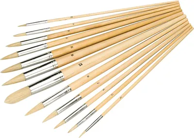 Produktbild von 12 x Künstlerpinsel mit zulaufenden Spitzen und Naturborsten