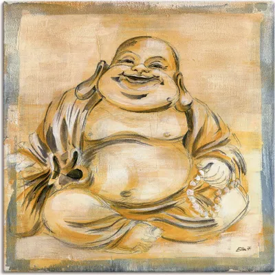 Produktbild von ARTland Leinwandbild Fröhlicher Buddha I Größe: 40x40 cm