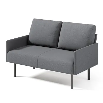 Obrázok produktu pre BEALIFE, dvojposadové sedacie kreslo, 122x76x90 cm | Kompaktné čalúnené sedadlo s kovovými nohami (22 cm) | Vhodné do malých bytov a pre jednotlivcov | Tmavosivá farba, model AR44