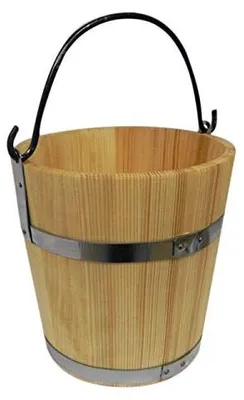Productafbeelding van Omgoods - Grote Houten Emmer met Metaal Ring en Handvat - 6 Liter Sauna Emmer