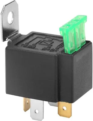 Image de Relais universel à contacts ouverts avec fusible, boîtier noir, 4 pôles, 12 V CC, 30 A
