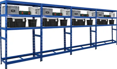 Produktbild von Mega Deal | 4x Reifenregal Tiger | HxBxT 180x120x40 cm | bis zu 6 Reifen auf 1 Ebene | mit 3 Fachboden | Blau