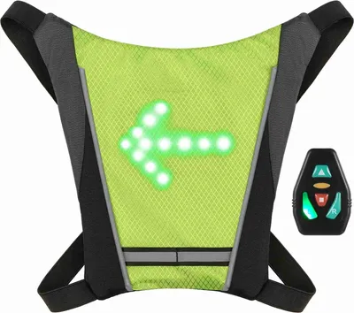 Imagen del producto de Mochila de seguridad para bicicleta, con luces LED direccionales de alta visibilidad para correr, caminar o andar en bicicleta de noche (amarilla)
