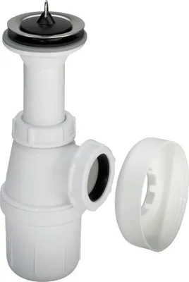 PVC Waschbecken-Ablaufgarnitur mit Rosette, Weiß, 1 Stück