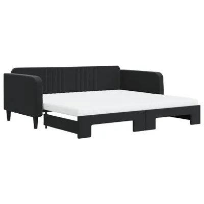 Produktbild von VidaXL 3197098, Sofabett, Schwarz, Schaum, Metall, Polyester, Holz, 2230 mm, 1100 mm