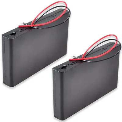 Immagine prodotto di 2 portabatterie da 12V, per 8 batterie AA, con interruttore ON/OFF