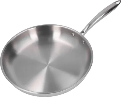 Zdjęcie produktu dla Patelnia do smażenia ze stali nierdzewnej zagęszczona 304 Niepowlekana 3-warstwowa patelnia ze stali nierdzewnej do gotowania omletów 11,02 cala