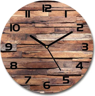 Produktbild von Wanduhr aus Glas 30fi Glasbild Glasuhr Gehärtetes Glas - schwarze-zeiger - Wooden wall
