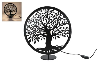 Immagine prodotto di Lampada da tavolo Lebensbaum rotonda in metallo nero 34x13x37cm