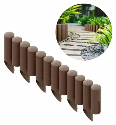 Immagine prodotto di Palizzate di plastica marrone 2.3m x 25,5 cm | Aiuole giardino | Cordoli per aiuole