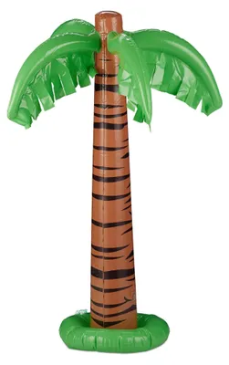 Produktbild von 10 x Aufblasbare Palme, coole Pool Deko, Dekopalme zum Aufblasen, sommerliche Partydeko, Aufblaspalme, 80 cm, grün-braun