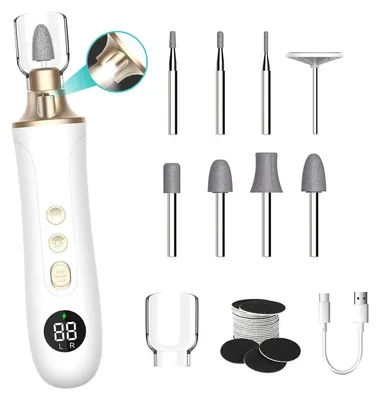 Produktbild von Nagelpflege Set elektrisch 15in1 kabellos 15 Stufen bis 5000 U/min LED Licht Akku Maniküre Pediküre Hornhaut Entferner für Hände Füße