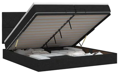 Produktbild von vidaXL Ottoman Bett mit Matratze Schwarz 200 x 200 cm Stoff