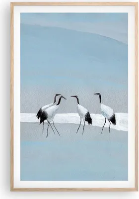 Produktbild von Gerahmtes Poster - Rahmen in heller Eiche - Vögel Kraniche Natur - 61x91,5 cm - Wand Bild - Wanddeko - Wandbilder - Kunstposter - Wandposter - Bilderrahmen - Bilder - Kunstdruck - P2NPA61x91-4921