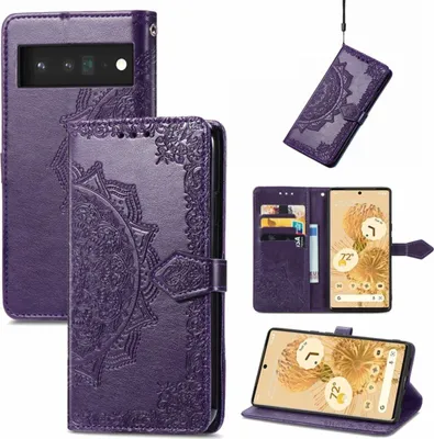 Produktbild von König Design Hülle kompatibel mit Google Pixel 6 Kunstleder Handyhülle - Handy Case Violett