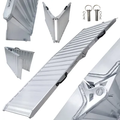 Obrázek produktu pro Nakládací rampa WORHAN® Hliníková skládací rampa pro těžké stroje s protiskluzovým povrchem 225 cm (400 kg) HR225