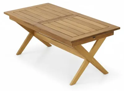 Obrázek produktu pro Zahradní rozkládací stůl v moderním stylu, hnědý dřevěný konferenční stolek, pohodlný a stabilní
