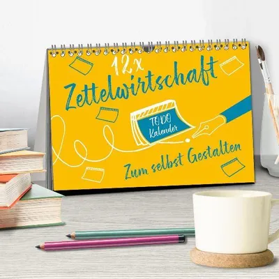 Produktbild von 12 x Zettelwirtschaft - Bastelkalender (Tischkalender 2026 DIN A5 quer), CALVENDO Monatskalender
