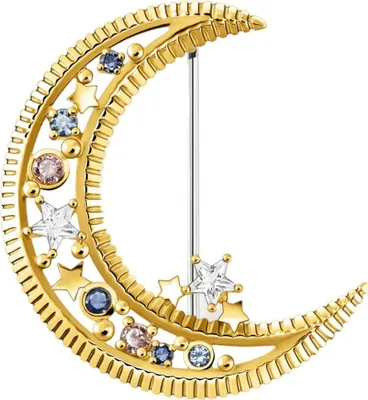 Produktbild von Thomas Sabo Brosche Halbmond Mit Bunten Steinen Gold