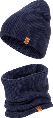 Produktbild von Herren Mütze Schal Set, HEYO Wintermütze gestrickt mit Schlauchschal, Warm Winterset HZ0013 blau