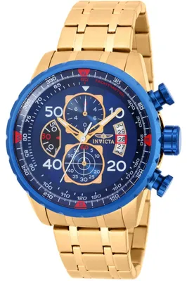 Produktbild von Invicta Aviator 19173 Herren Uhr - Quartz Bewegung - Edelstahl mit Blauem Zifferblatt - 48 mm