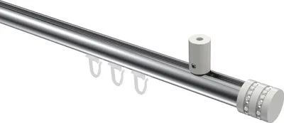 Produktbild von Interdeco Innenlaufstange / Gardinenstange mit Innenlauf Chrom / Weiß, Typ Sonius Estana (Glitzerkappe) Deckenmontage, 20 mm Ø 1-läufig, 240 cm