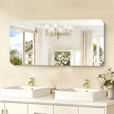 Immagine prodotto di Specchio da parete senza cornice, 120 x 60 cm, angoli arrotondati, vetro antisfondamento, riflesso HD