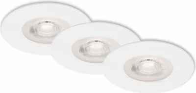 Image de Lampe LED encastrée BRILONER LEUCHTEN KULANA, 5 W, 460 lm, IP44, blanc, plastique, set de 3, Ø 9 cm