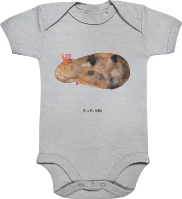 Produktbild von Mr. & Mrs. Panda babykleidung body Einhorn Meerschweinchen 12. - 18. Monat - Heather Grey - Geschenk, overall baby, Babybody, Unicorn, Strampler, Meerschwein, Kurzarmbody