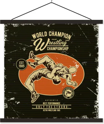 Produktbild von MuchoWow® Textilposter Jahrgang - Ringen - Sport 120x120 cm mit schwarzem Rahmen - Aufhängungsset